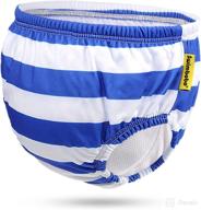 freeswimmingbaby reusable swim diaper: washable striped trunks for boys and girls (l, white+blue) - stay comfortable and leak-free in the water! логотип