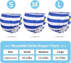 img 3 attached to FreeSwimmingBaby Reusable Swim Diaper: Washable Striped Trunks for Boys and Girls (L, White+Blue) - Stay Comfortable and Leak-Free in the Water!