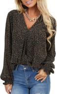 stylish chiffon blouses for women: long sleeve v neck floral and leopard prints with loose casual fit - perfect as tops and t-shirts logo