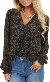 img 4 attached to Stylish Chiffon Blouses For Women: Long Sleeve V Neck Floral And Leopard Prints With Loose Casual Fit - Perfect As Tops And T-Shirts