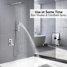img 3 attached to Brushed Nickel KES 10 Inch Rain Shower System With Handheld Spray & Pressure Balance Faucets - XB6230-BN