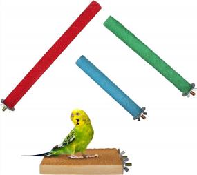 img 4 attached to Natural Wood Bird Perch Stand Platform With Nail Trimmer And Paw Grinding Stick For Parakeets, Cockatiels, Lovebirds - GAGILAND Cage Accessories (Random Color)