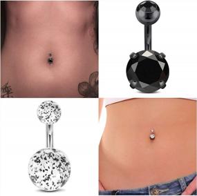 img 2 attached to Stylish 14G 6Mm Stainless Steel Short Belly Button Rings For Women And Men - JFORYOU'S Short Belly Navel Button Earrings