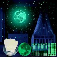 239pcs glow in the dark wall stickers, green luminous 84 dots 154 stars 1 moon for 🌟 ceiling & wall decals - ideal for diy kids bedding room or party birthday gift, bright and realistic логотип