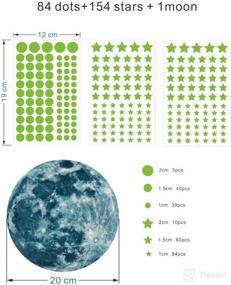 img 3 attached to 239pcs Glow in The Dark Wall Stickers, Green Luminous 84 dots 154 Stars 1 Moon for 🌟 Ceiling & Wall Decals - Ideal for DIY Kids Bedding Room or Party Birthday Gift, Bright and Realistic