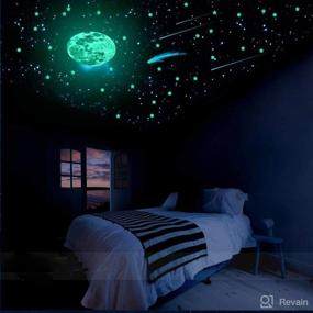 img 1 attached to 239pcs Glow in The Dark Wall Stickers, Green Luminous 84 dots 154 Stars 1 Moon for 🌟 Ceiling & Wall Decals - Ideal for DIY Kids Bedding Room or Party Birthday Gift, Bright and Realistic