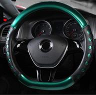 🚗 amuahua d steering wheel cover - leather d shape universal 15 inch/38cm breathable cover for auto, truck, suv, van (green) logo