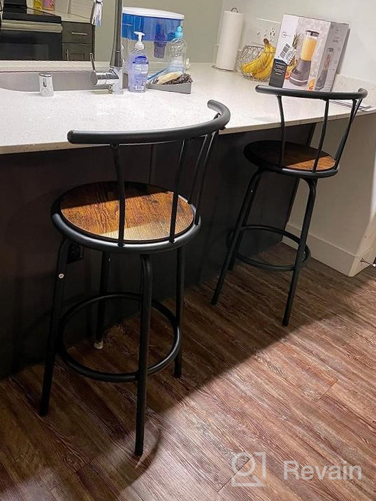 img 1 attached to 2 Industrial Steel Frame Barstools With Back - Easy Assembly, 27.3 Inch Height For Indoor/Outdoor Pub Kitchen | VECELO review by Travis Chavis