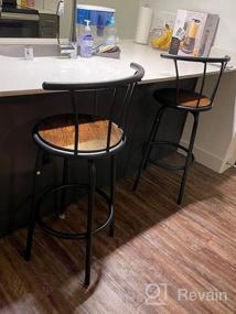 img 4 attached to 2 Industrial Steel Frame Barstools With Back - Easy Assembly, 27.3 Inch Height For Indoor/Outdoor Pub Kitchen | VECELO