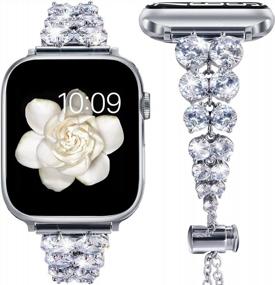 img 4 attached to Luxury Diamond Crystal Apple Watch Band - Goton Bling Band For 44Mm, 45Mm, 42Mm Series 7 6 5 4 3 2 1 SE