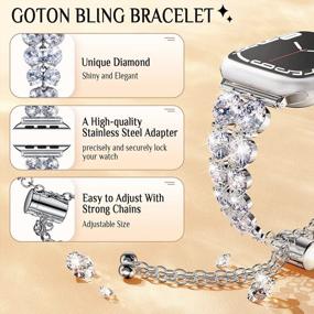 img 2 attached to Luxury Diamond Crystal Apple Watch Band - Goton Bling Band For 44Mm, 45Mm, 42Mm Series 7 6 5 4 3 2 1 SE