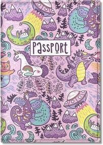 img 1 attached to 🐉 Quttie Kids Vegan Eco Leather Passport Cover: Dragon Yetti Pattern - Durable & Stylish Passport Holder for Young Travelers