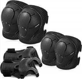 img 4 attached to Kids/Youth Knee & Elbow Pads + Wrist Guards Set For Multi-Sports - Roller Skates, Skateboarding, Inline Roller Skating, Cycling, BMX Bicycle Scooter