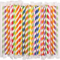 🌱 300 pcs biodegradable individually wrapped paper straws – eco-friendly colorful drinking straws (7.75" long x 0.25" diameter) logo