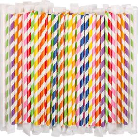 img 4 attached to 🌱 300 Pcs Biodegradable Individually Wrapped Paper Straws – Eco-Friendly Colorful Drinking Straws (7.75" long X 0.25" diameter)