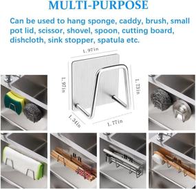 img 2 attached to LYART Premium Sink Sponge Holder for Kitchen Sink Caddy Brush - Rustproof Stainless Steel Organizer with Strong Self Adhesive (Set of 4, Silver)