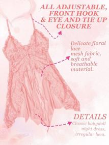 img 1 attached to Popiv Women Front Closure Lingerie Babydoll Lace Chemise V Neck Mesh Sleepwear