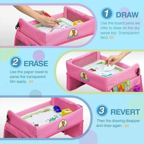 img 2 attached to Enhanced Kids Travel Tray For Fun And Learning On-The-Go With Dry Erase Top & Organizer Pockets - Perfect For Car, Stroller, And Plane!