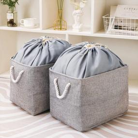 img 1 attached to QBSM Storage Basket Open Storage Bin, Fabric Storage Basket For Shelves Organizing Closet Shelf Nursery Toy Decorative Large Linen Closet Organizers With Handles Cubes (Large Cube-2 Pack, Grey)