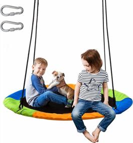 img 4 attached to Experience Ultimate Fun With Our 40 Inch Saucer Tree Swing | 700 Lb Weight Capacity | Adjustable Ropes | Colorful And Durable | Safe For Children And Adults