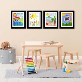 img 1 attached to Americanflat 10X12.5 Kids Artwork Picture Frame In Black- Displays 8.5X11 With And 10X12.5 Without Mat - Composite Wood With Shatter Resistant Glass - Horizontal And Vertical Formats - 4 Pack