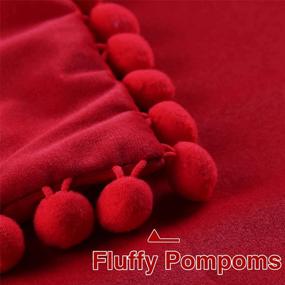 img 2 attached to Red Velvet Outdoor Cushion Covers 18X18 - Set Of 2 Decorative Throw Pillow Covers With Pom-Poms For Sofa Bed By Top Finel