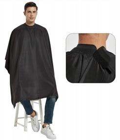 img 4 attached to Professional Anti-Static Salon Hair Cutting Cape With Rubber Neck Collar - Perfect For Shampoo, Haircut, And Styling In Black (53 X 57 Inches)