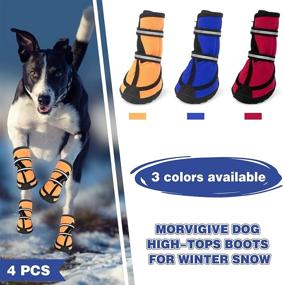 img 3 attached to MORVIGIVE Waterproof Winter Dog Boots - Medium to Large Dogs, Nonslip Rubber Soles & 🐾 Reflective Straps for Outdoor Sports - Pet Booties for Walking, Hiking, Running - High-Ankle Paw Protectors