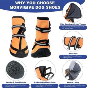 img 2 attached to MORVIGIVE Waterproof Winter Dog Boots - Medium to Large Dogs, Nonslip Rubber Soles & 🐾 Reflective Straps for Outdoor Sports - Pet Booties for Walking, Hiking, Running - High-Ankle Paw Protectors