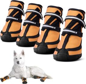 img 4 attached to MORVIGIVE Waterproof Winter Dog Boots - Medium to Large Dogs, Nonslip Rubber Soles & 🐾 Reflective Straps for Outdoor Sports - Pet Booties for Walking, Hiking, Running - High-Ankle Paw Protectors