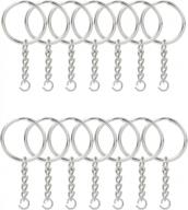 100pcs 1.2in split key ring with chain & jump rings - silver color metal parts w/ open connectors | kingforest logo