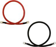 🔋 high-quality 2 awg gauge red + black pure copper battery inverter cables for solar, rv, car, boat - 12 in length with 3/8 in lugs logo