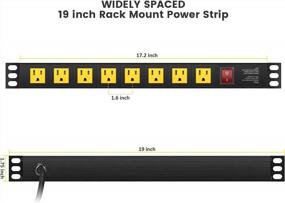 img 2 attached to Сертифицированный ETL 19-дюймовый блок распределения питания высотой 1U для монтажа в стойку с 8 разнесенными розетками для сетевых серверов — желтый