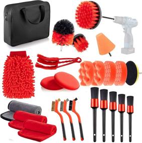 img 4 attached to 🧹 26PCS Vanmirr Car Detailing Brush Set - Interior & Exterior Auto Cleaning Tools Kit for Wheels, Dashboard, Leather, Air Vents, Emblems