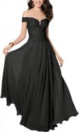 stunning off-shoulder chiffon prom dress: jaeden long evening gown for party & formal occasions logo