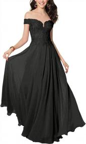 img 4 attached to Stunning Off-Shoulder Chiffon Prom Dress: JAEDEN Long Evening Gown For Party & Formal Occasions