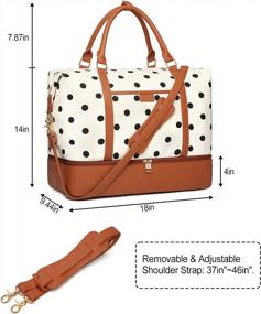 img 1 attached to Polka Dot Canvas Weekender Bag With Shoes Compartment For Women - Perfect Travel Duffle Bag