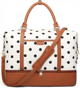 img 4 attached to Polka Dot Canvas Weekender Bag With Shoes Compartment For Women - Perfect Travel Duffle Bag