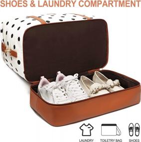 img 3 attached to Polka Dot Canvas Weekender Bag With Shoes Compartment For Women - Perfect Travel Duffle Bag