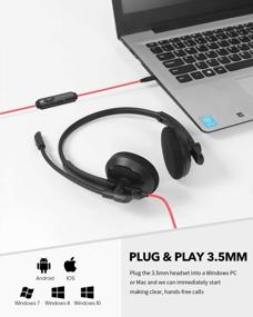 img 1 attached to Nubwo HW03 Wired Computer Headset With Noise-Cancelling Microphone - Ideal For PC, Laptop, Business, Call Center Work - Adjustable Ear Design, Volume Control, 3.5Mm Jack