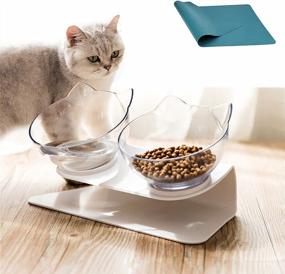 img 4 attached to Anti-Vomiting Elevated Cat Food Bowls With Silicone Mat And Cute Cat Face Design - Perfect For Stress-Free Meals For Cats And Small Dogs