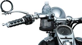 img 1 attached to 🏍️ Kuryakyn 1422 Motorcycle Handlebar Accessory: Chrome Drink Holder with Mesh Basket - Universal Fit for 1" Diameter Bars