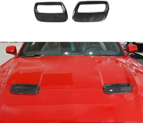 img 4 attached to 🚘 Carbon Fiber Grain ABS Hood Engine Air Vent Outlet Trim Cover, Interior Accessories for Ford Mustang 2018-2022 (2 PCS)