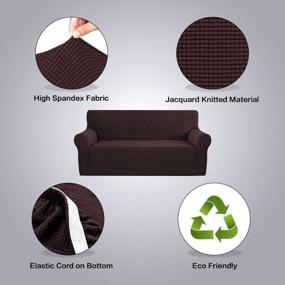 img 3 attached to Revamp Your Living Room With H.VERSAILTEX Stretch Sofa Cover - Perfect Fit For 3 Cushion Couch, Thick Jacquard Fabric, Elastic Bottom - Available In Chocolate
