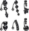 stunning 6 piece set of clear cz dangle belly button rings made of 316l surgical steel with reverse curved barbell piercing - perfect body jewelry for women logo