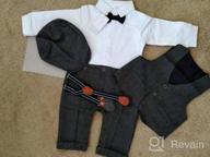 img 1 attached to Infant Boys Tuxedo Jumpsuit, Long Sleeve Gentleman Vest Coat & Beret Hat Outfit Set - 3Pcs WESIDOM review by Jesse Blair