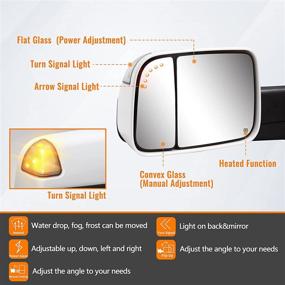 img 3 attached to 🚗 Siziom Towing Mirrors for Dodge Ram 1500 2500 3500: Power Heated, Signal Light, Extendable Manual Telescoping, Folding - Paint White