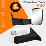 🚗 siziom towing mirrors for dodge ram 1500 2500 3500: power heated, signal light, extendable manual telescoping, folding - paint white logo