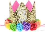 👑 love sweety baby rose flower golden crown headband for birthday & hair accessories логотип