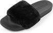 furry comfort and arch support: fitory women's slides for indoor and outdoor wear logo